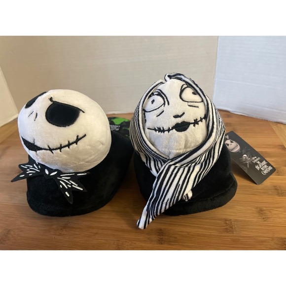 Disney Nightmare Before Christmas Jack Skellington Sally Plush Slippers S 5/6 - Picture 2 of 10